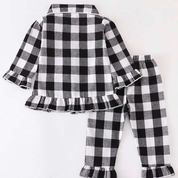 Basic Checkerboard Ruffle Pajama Set - Picture 4 of 4